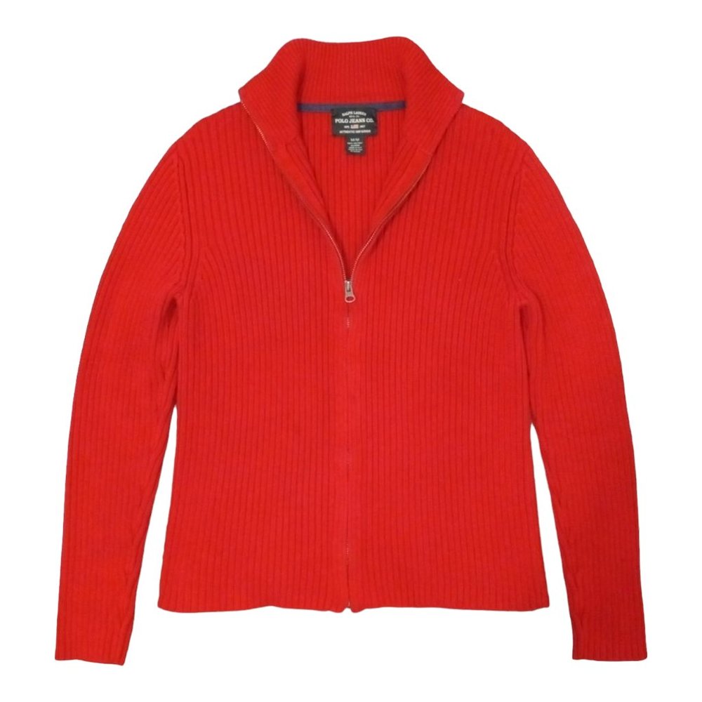 Ralph Lauren Polo Jeans women's Red Full Zip up Sweater Size -Medium